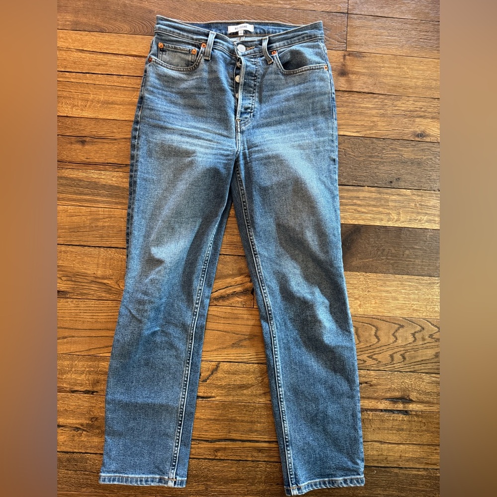 Re/Done Blue Straight Leg Women's Jeans